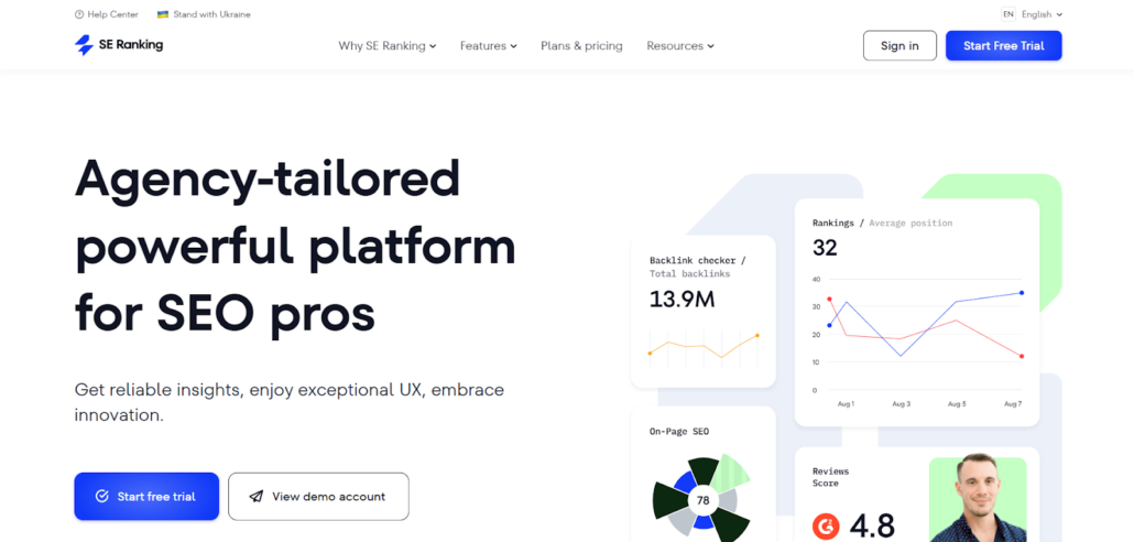 SE Ranking home page